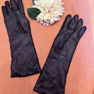 Saks Fifth Avenue Black Leather Gloves